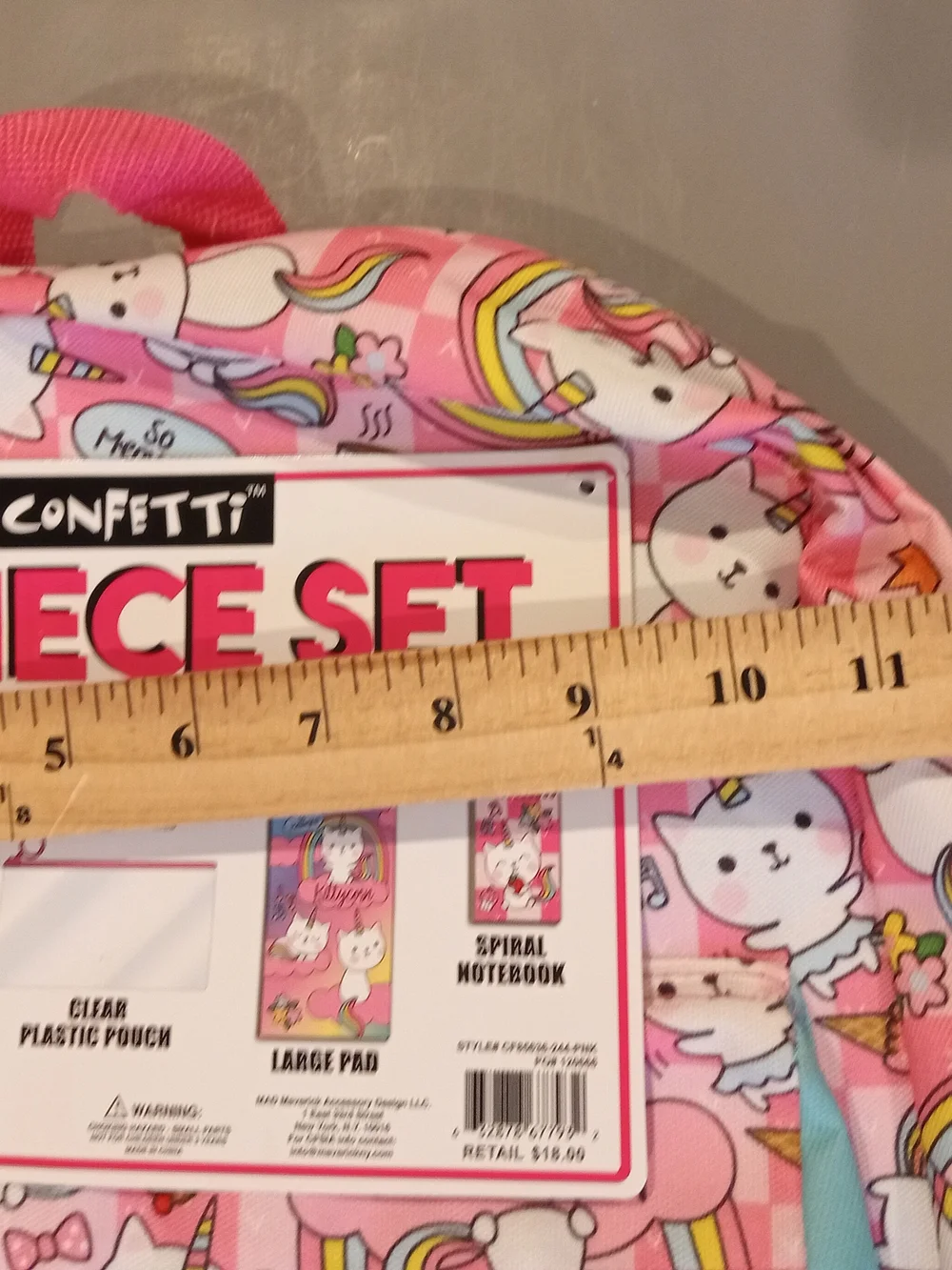 CONFETTI 9-Piece Pink Unicorn Backpack Set NEW